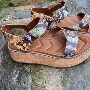 NOWT Franco Sarto cork wedge platform sandals